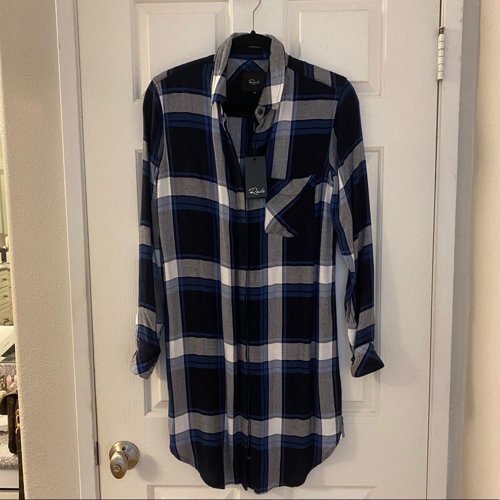 RAILS Bianca Shirt Dress in blue flannel XS NWT